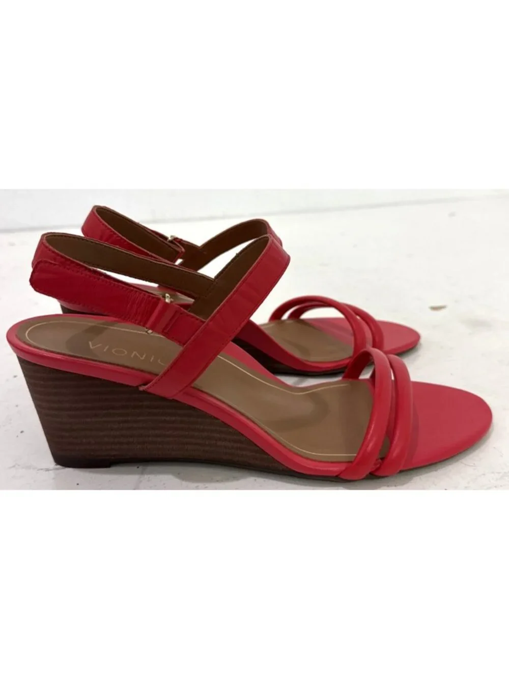 Vionic Emmy Red Wedge Strappy Sandals Heels Size 11M